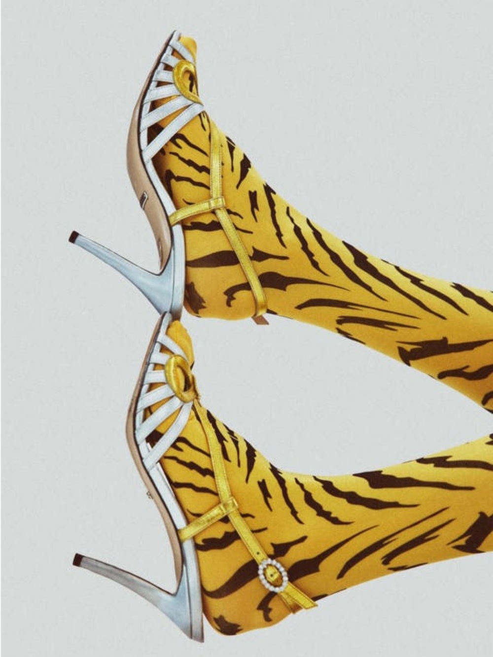 SWEDISH STOCKINGS X LEANDRA MEDINE COHEN ROXANA TIGER TIGHTS IN ORANGE - Picture 8 of 16